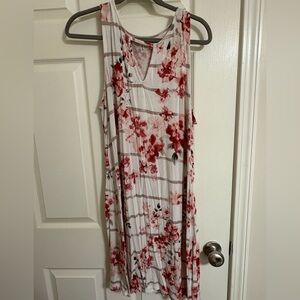 Maurices Floral Striped Mini Dress - Red and White